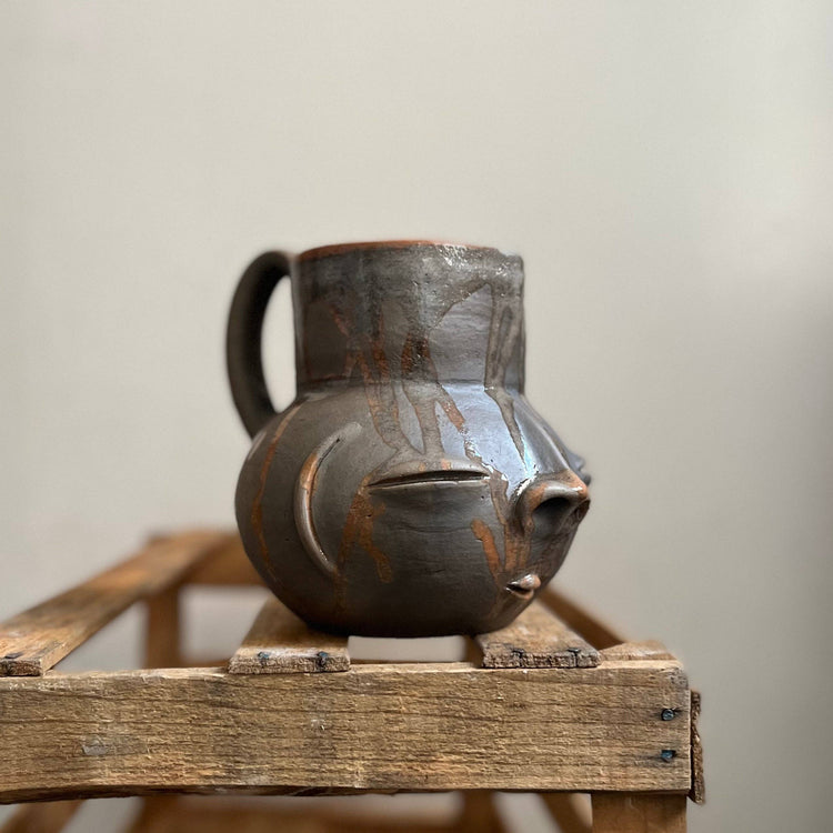 Taller Coatlicue - Erupted Cara Zapoteca Jar - Cave Mud Clay: 1 Liter / 33 Ounces