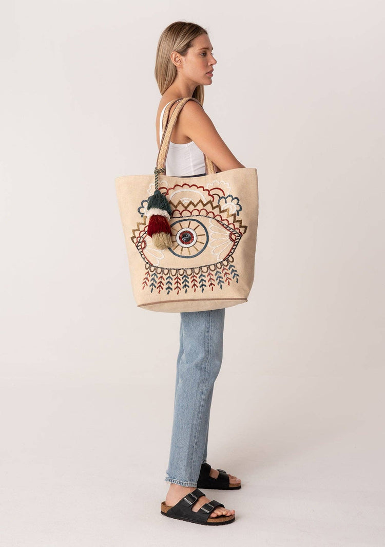 Bohemian Beaded Evil Eye Tote Bag