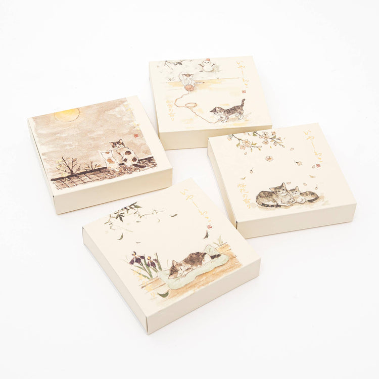 Kousaido Iyashi Neko Incense Cone Set With Ceramic Dish: Late Autumn