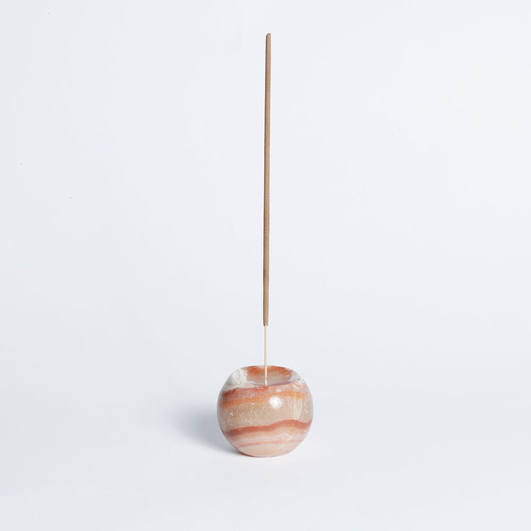Gemstone sphere incense holder Celestine
