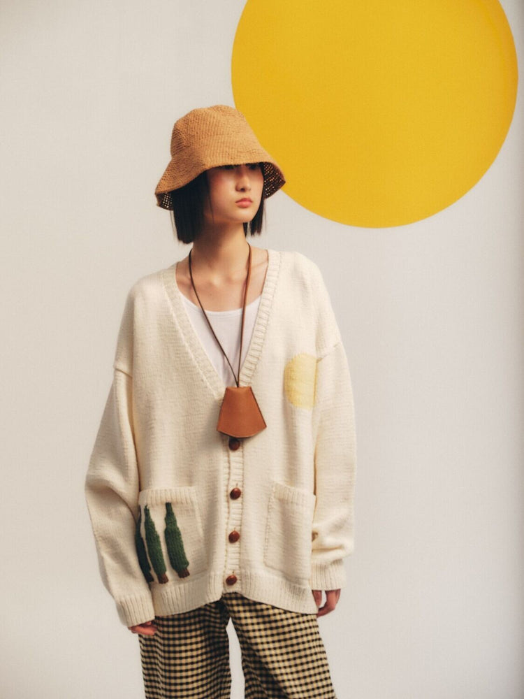 Hand Knitted White Cardigan