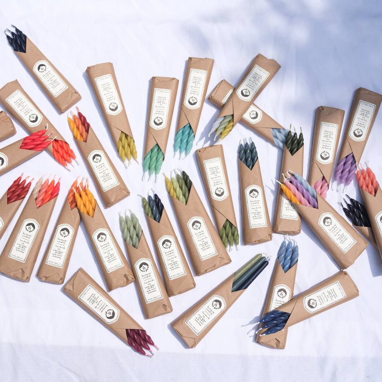 Hydrangea Beeswax Candles Set of 3: Spiral Taper