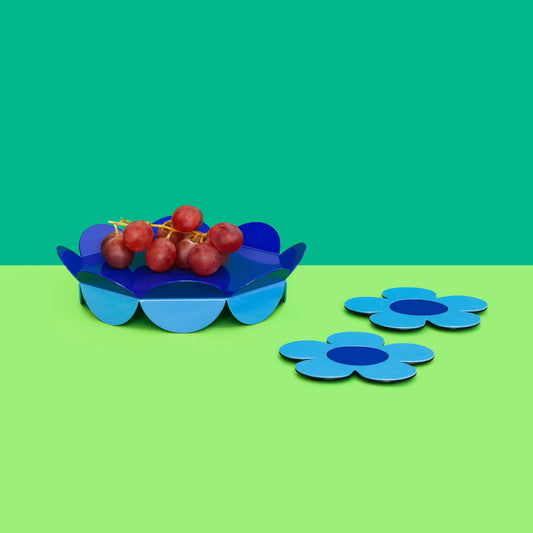 Flower Serving Stand M – Sculptural & Glossy: Blue