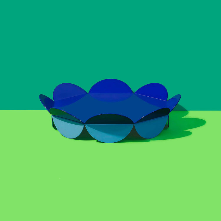 Flower Serving Stand M – Sculptural & Glossy: Blue