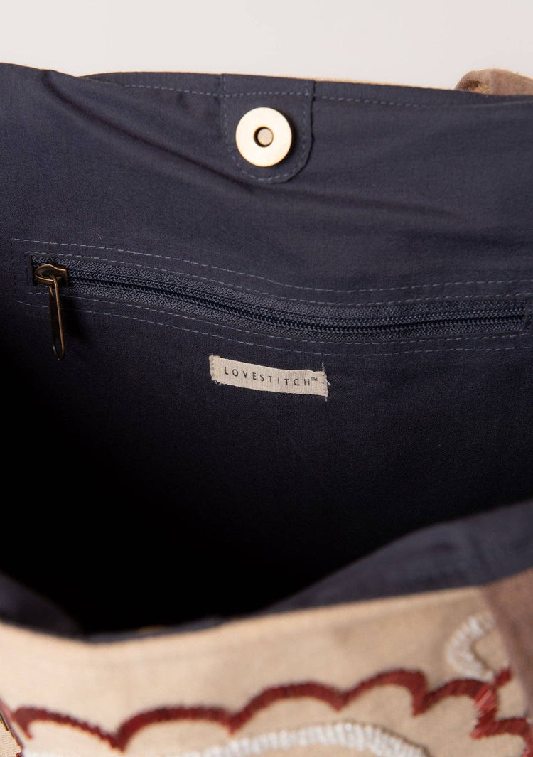 Bohemian Beaded Evil Eye Tote Bag