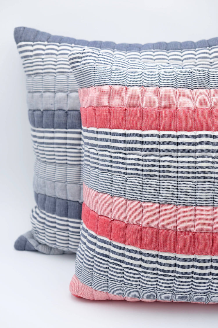 Blue Stripes Sujani Puff Pillow