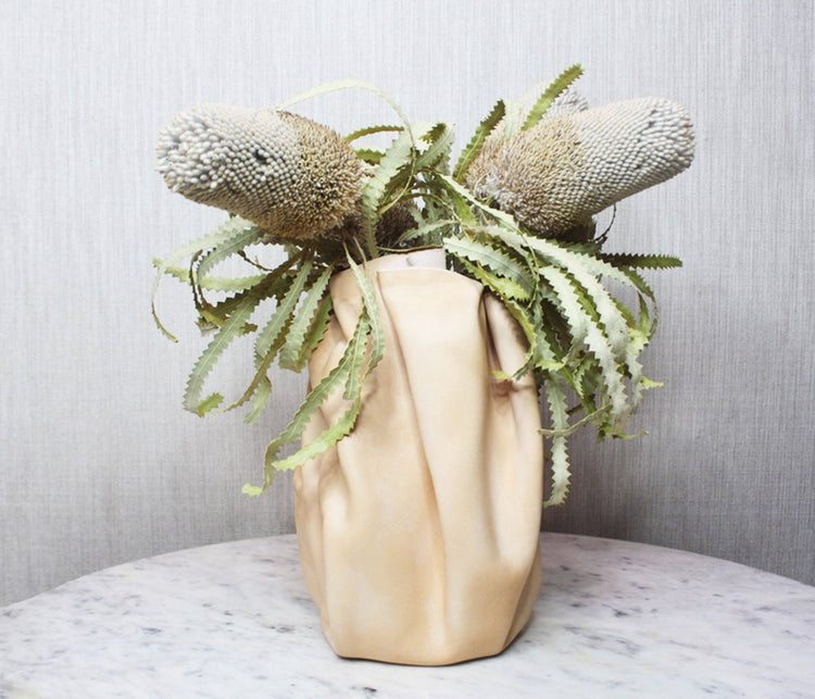 Mega Sculpted Leather Flower Vase