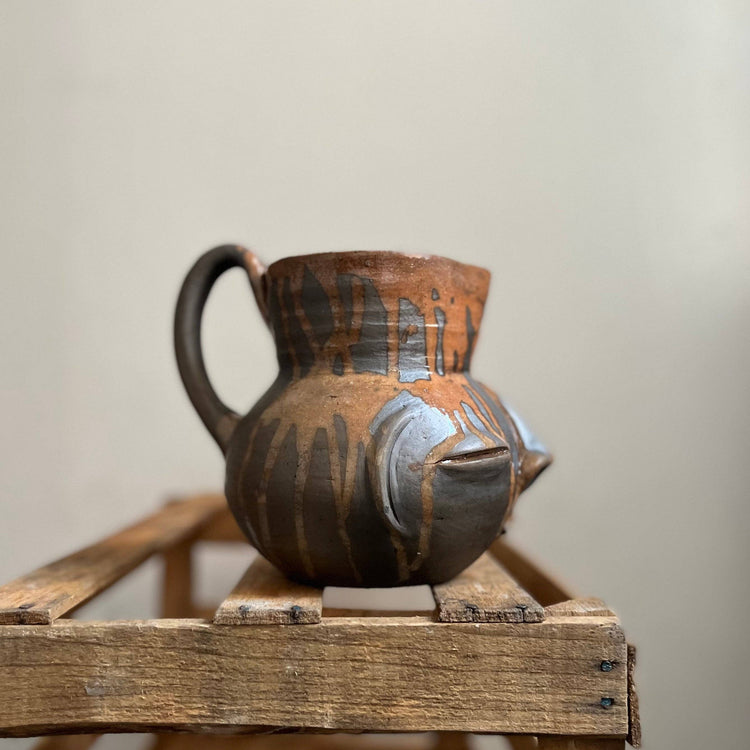 Taller Coatlicue - Erupted Cara Zapoteca Jar - Cave Mud Clay: 1 Liter / 33 Ounces