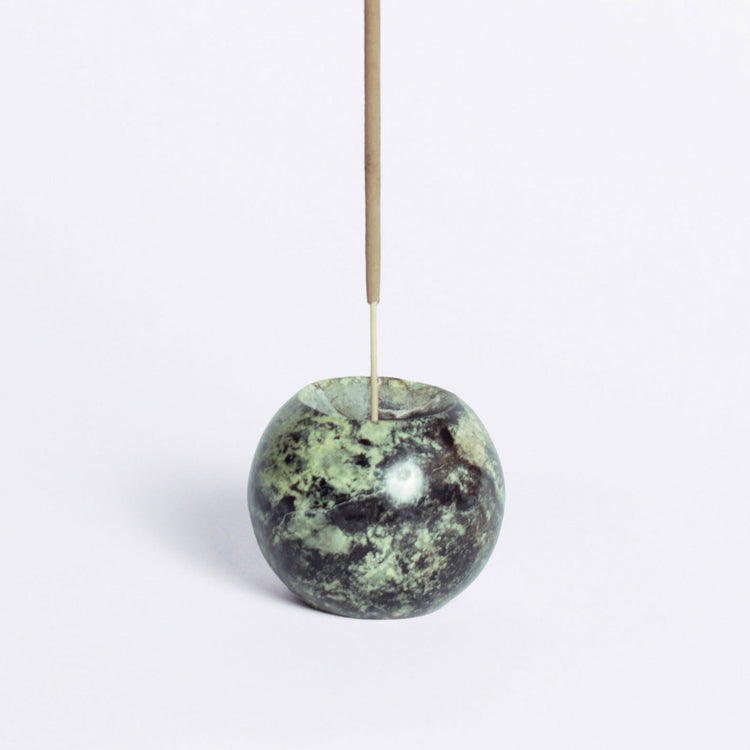 Gemstone sphere incense holder Crema Onyx