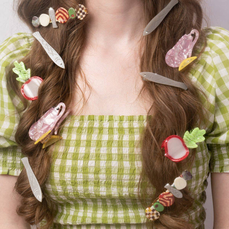 Hors D’oeuvre Appetizer Multicolor Alligator Hair Clip