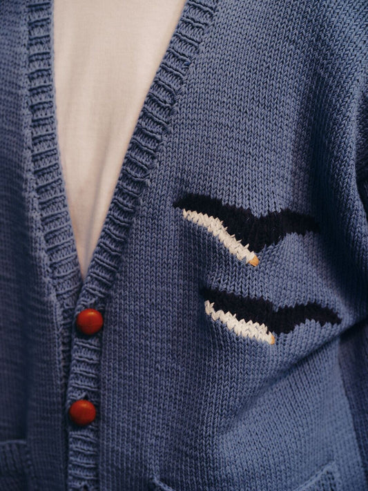 Hand Kitted Blue Cardigan