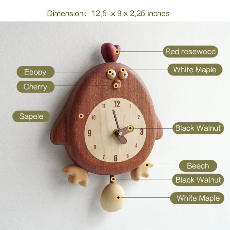 Chick-a-Tick Clock - Handmade Wooden Wall Clock