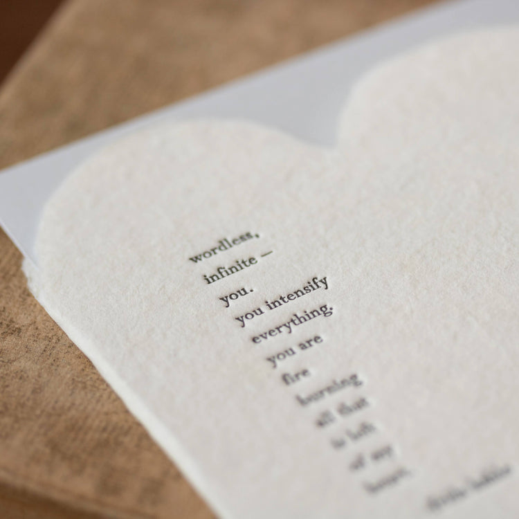 Kahlo Quote Deckled Heart Handmade Paper Letterpress Card