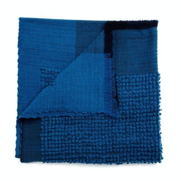 Macaroon Midnight Dark Blue Plush Textured Merino Handloom Throw