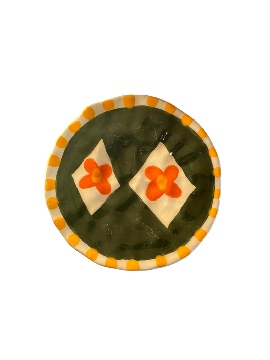 2 Green Diamonds Mini Plate