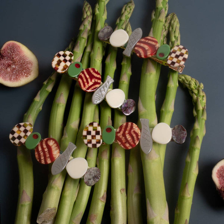 Hors D’oeuvre Appetizer Multicolor Alligator Hair Clip