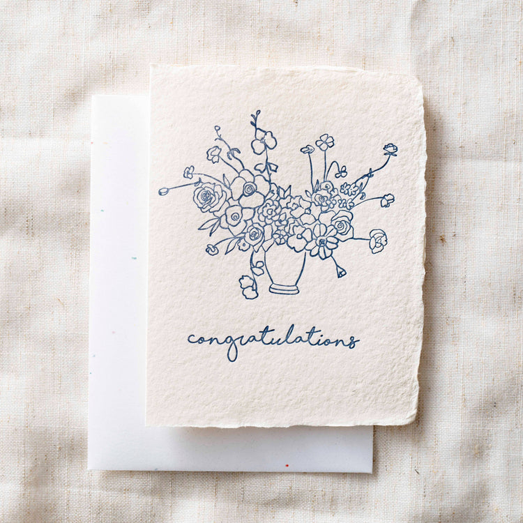 Congratulations Floral Bouquet | Congrats Greeting Card: Folded A2 Greeting Card. Blank Inside.