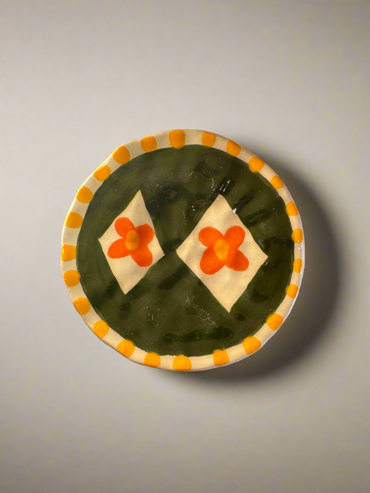 2 Green Diamonds Mini Plate