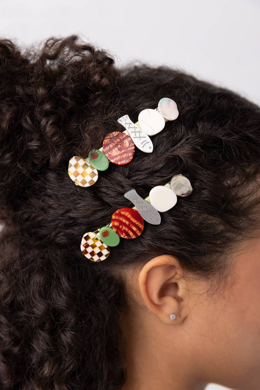Hors D’oeuvre Appetizer Multicolor Alligator Hair Clip