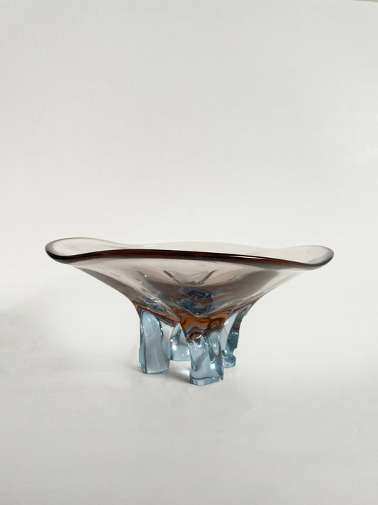 Lilac and Blue Glass Footed Bowl