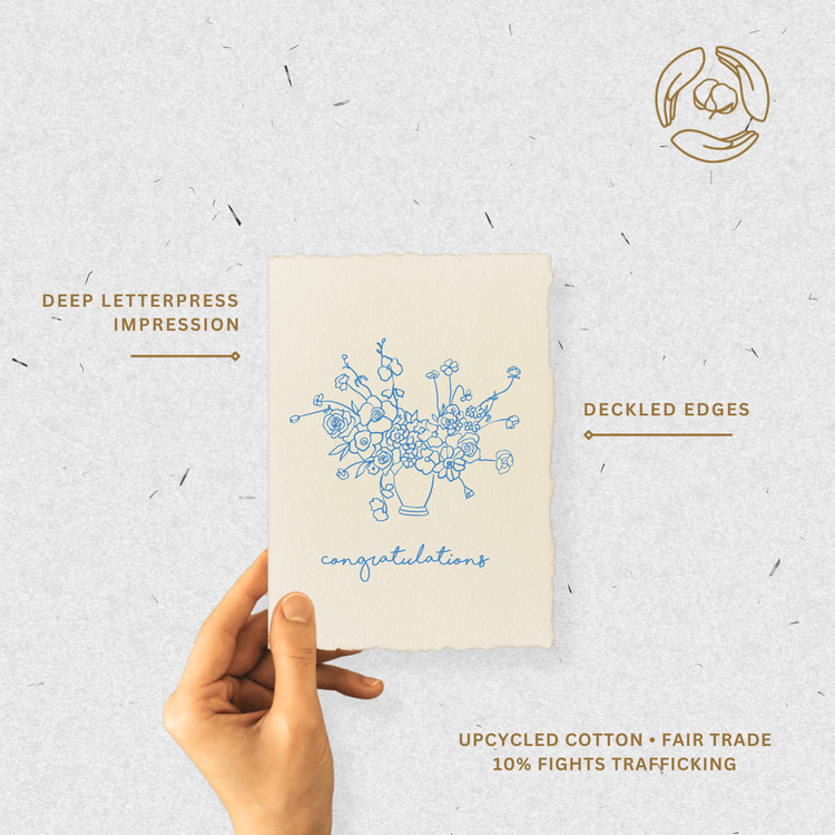 Congratulations Floral Bouquet | Congrats Greeting Card: Folded A2 Greeting Card. Blank Inside.