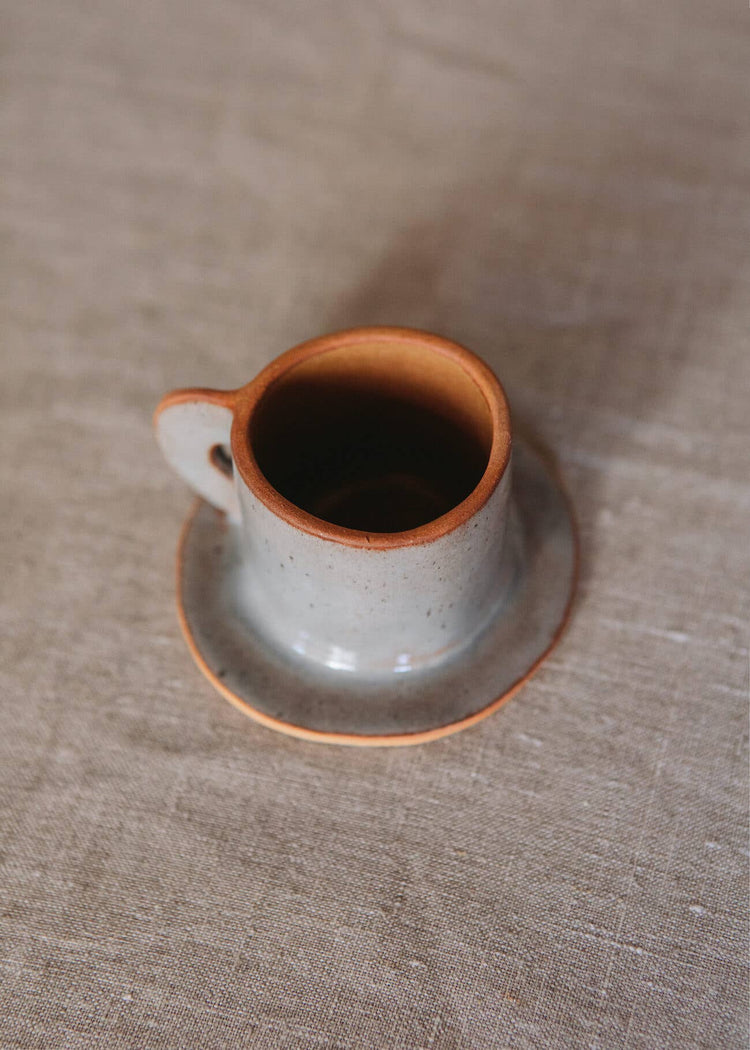 Stoneware espresso cups with saucer: Pink