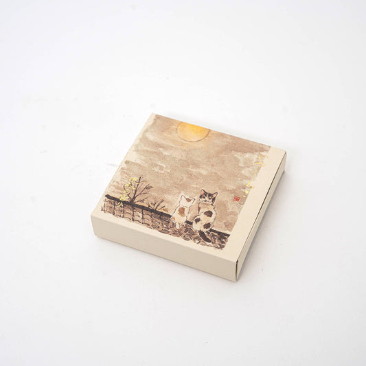 Kousaido Iyashi Neko Incense Cone Set With Ceramic Dish: Late Autumn