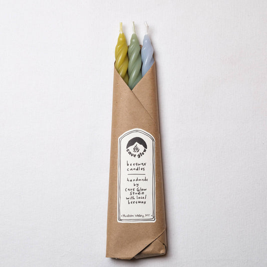 Hydrangea Beeswax Candles Set of 3: Spiral Taper