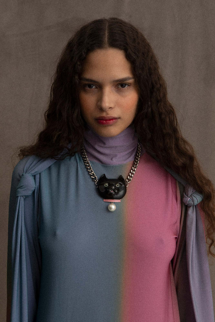 CAT FACE STATEMENT NECKLACE