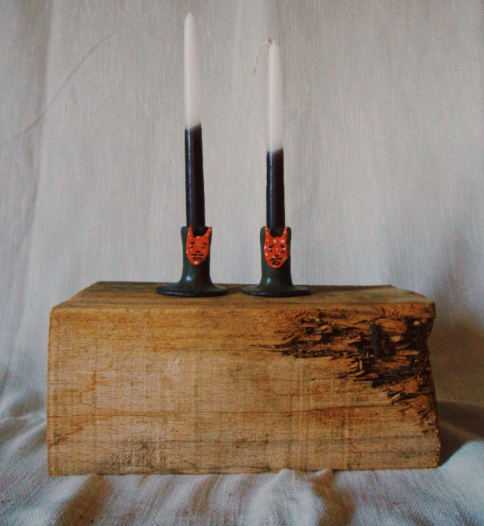 Hand Painted Diablo Candleholder Set