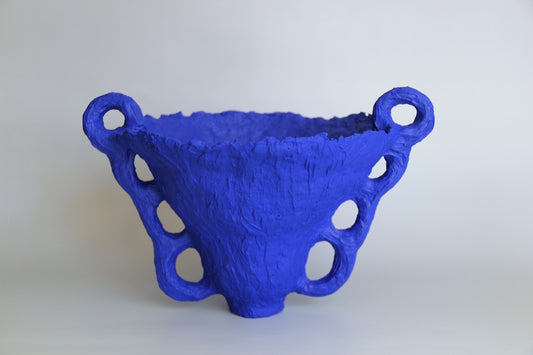 Blue Mixed Media Sculptural Bowl