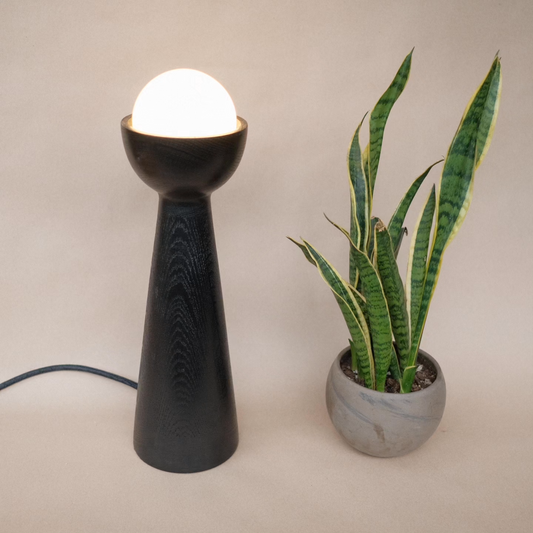 Blackened Oak Table Lamp
