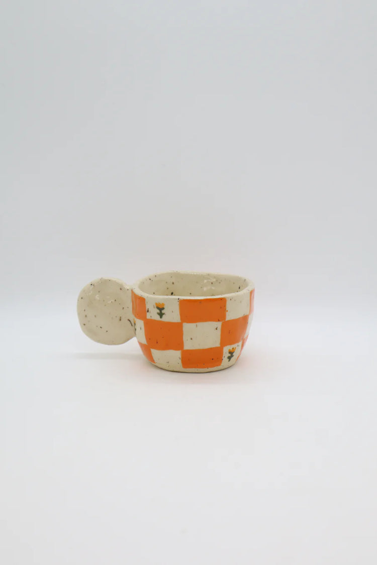 Orange Checkered Small Art Mug