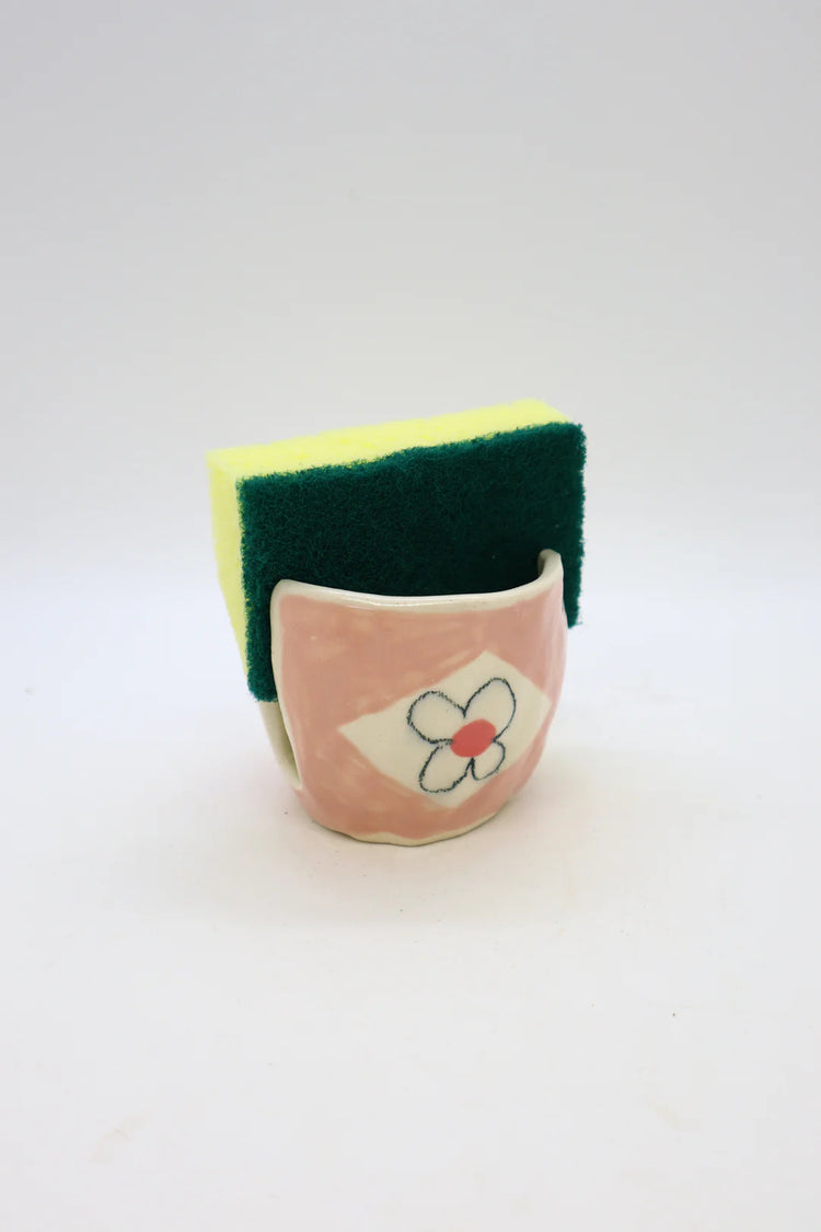 Pink Flower Sponge Holder