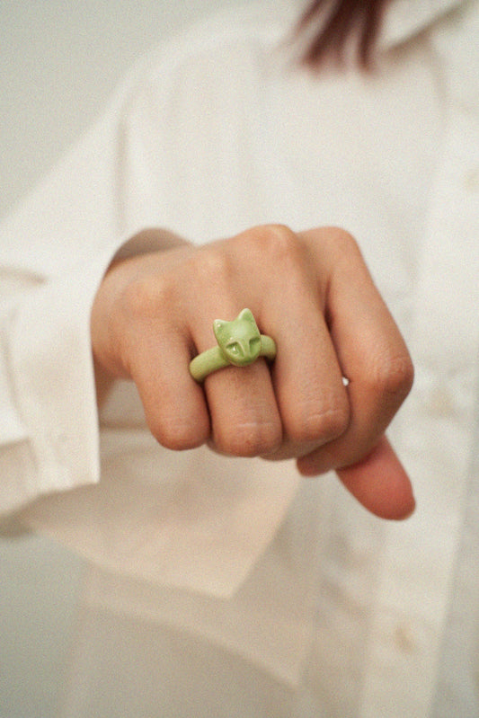 Porcelain Kitty Ring