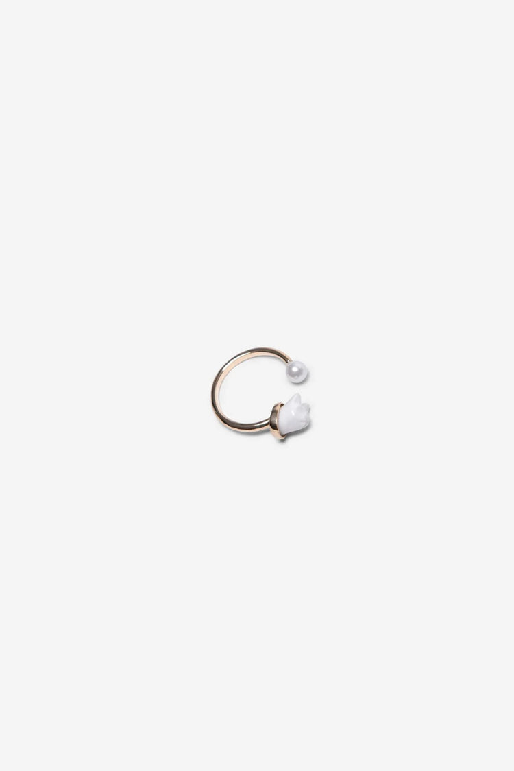 MINI CAT & PEARL RING WHITE