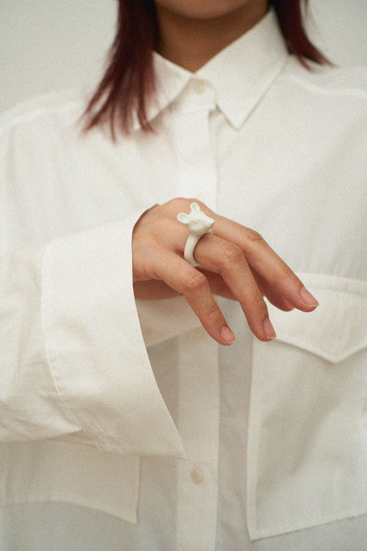 Porcelain Mousy Ring