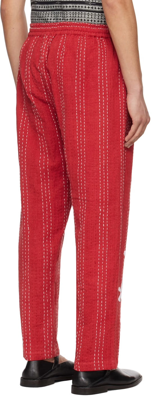 Quilted Red Appliqué Trousers