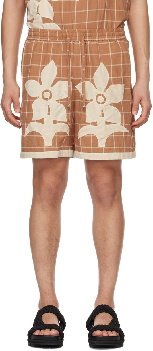 Brown Appliqué Shorts