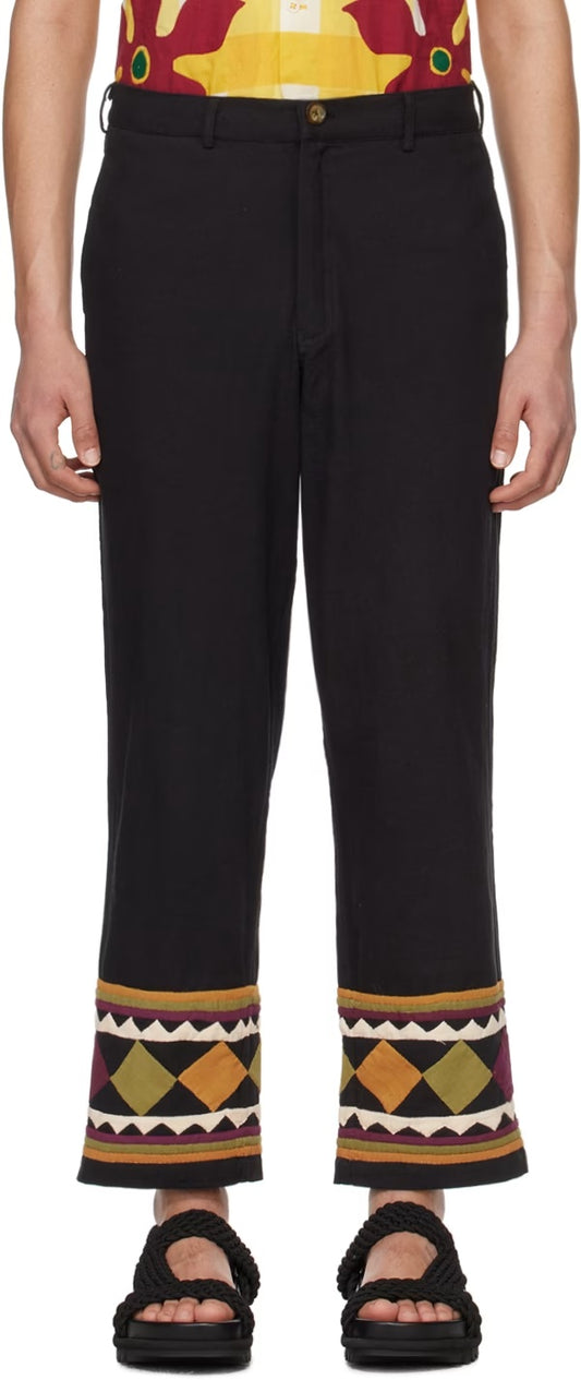 Black Appliqué Trousers