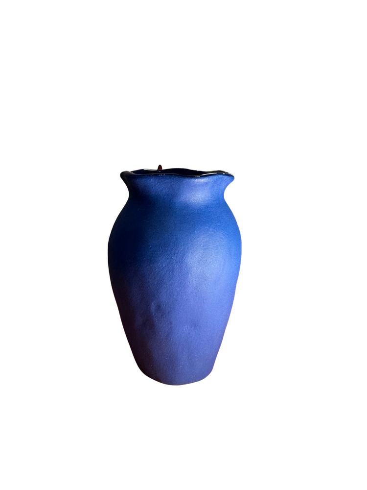 Blue Pinched Bud Vase