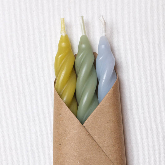 Hydrangea Beeswax Candles Set of 3: Spiral Taper