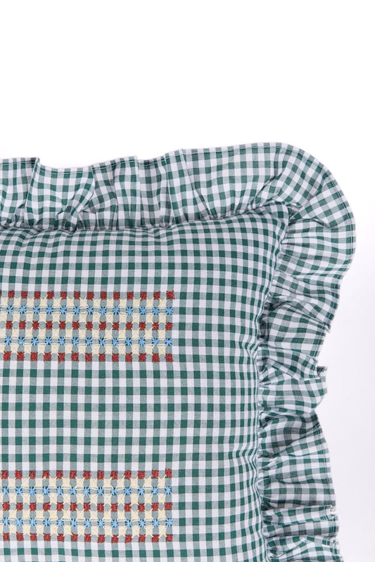 Vuelitos Blue Embroidered Cushion - Forest Green