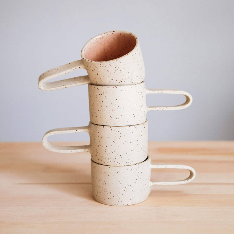 ceramic latte mug with large handle: Pink