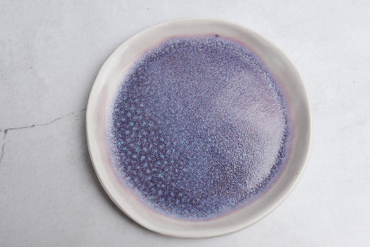 Purple sky - porcelain handmade plate, slab-rolled: 18cm