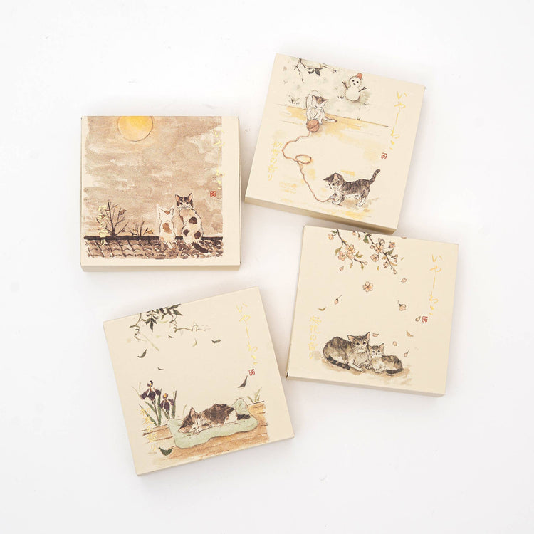 Kousaido Iyashi Neko Incense Cone Set With Ceramic Dish: Late Autumn