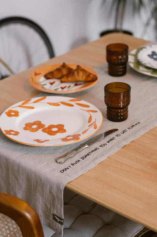 Last Forever Hand Embroidered Linen Table Runner