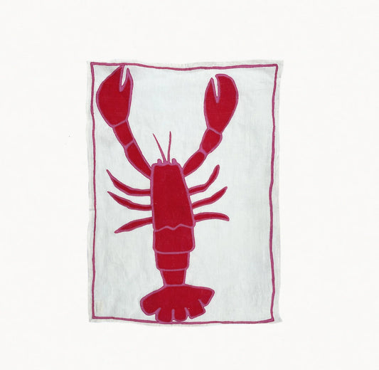 Lobster Embroidered Tea Towel