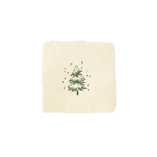Snowy Pine Tree Handmade Paper Letterpress Petite Charm