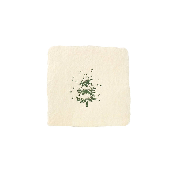Snowy Pine Tree Handmade Paper Letterpress Petite Charm